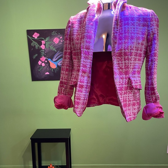 Ann Taylor Pink & White Plaid Jacket - Picture 3 of 9